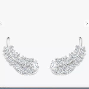 - Swarovski feather earrings - Authentic rhodium plated